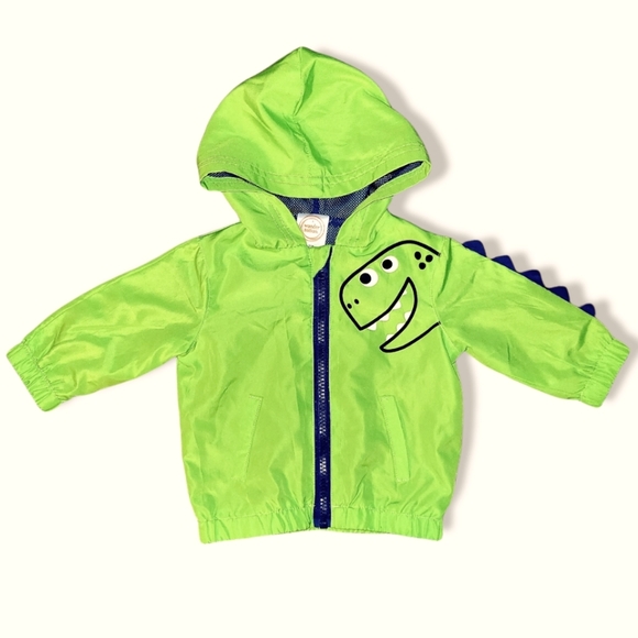 🦖 NWOT! 5/$25 Green Dinosaur Windbreaker/Rain Jacket Size 0-3M - Picture 1 of 6
